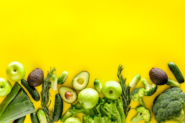 Assorted green vegetables for salad or smoothies