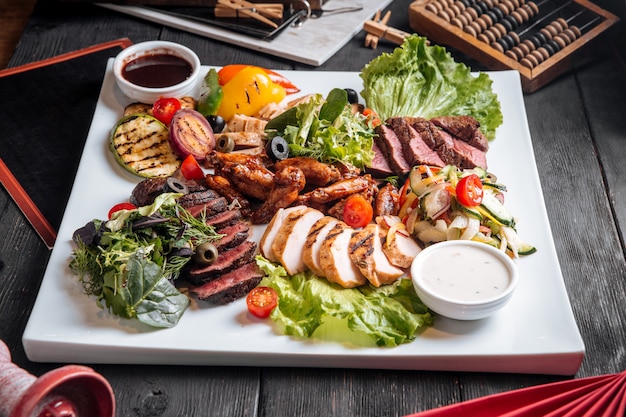 Assorted grilled meat platter with beef chicken