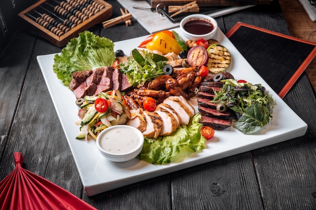 Assorted grilled meat platter with beef chicken