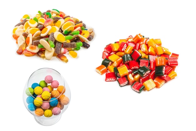 Photo assorted gummy candies top view jelly sweets