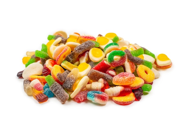 Assorted gummy candies Top view Jelly sweets