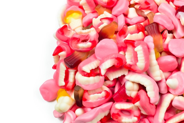 Assorted gummy candies Top view Jelly sweets