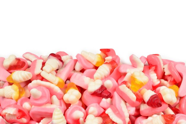 Assorted gummy candies Top view Jelly sweets