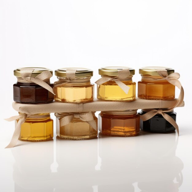 Assorted Honey Gift Set isolated on white background Generative AI