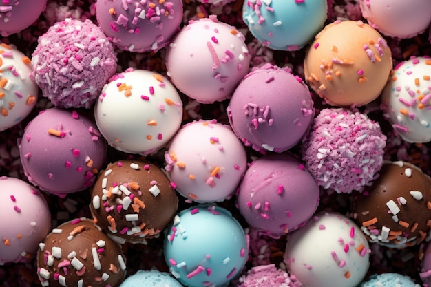 Assorted ice cream balls background