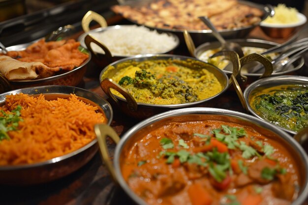 Assorted indian food in group