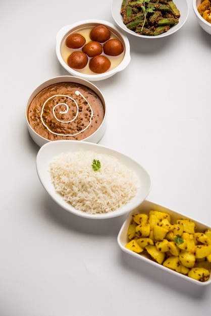 Assorted Indian food in group