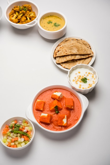 Assorted Indian food in group