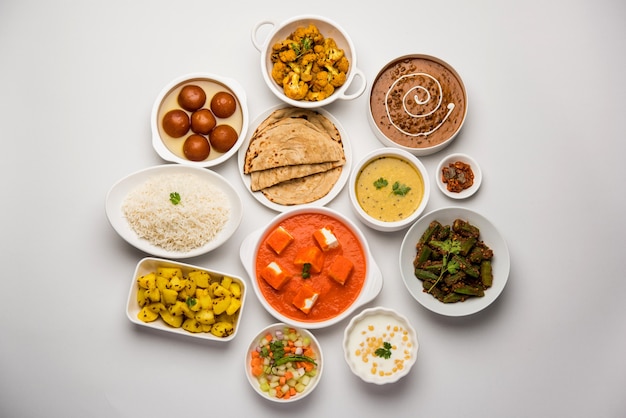 Assorted Indian food in group