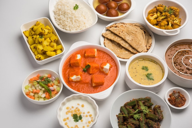 Assorted indian food in group