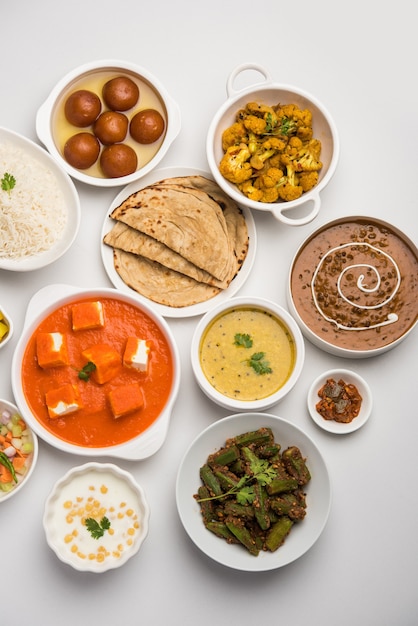 Assorted Indian food in group