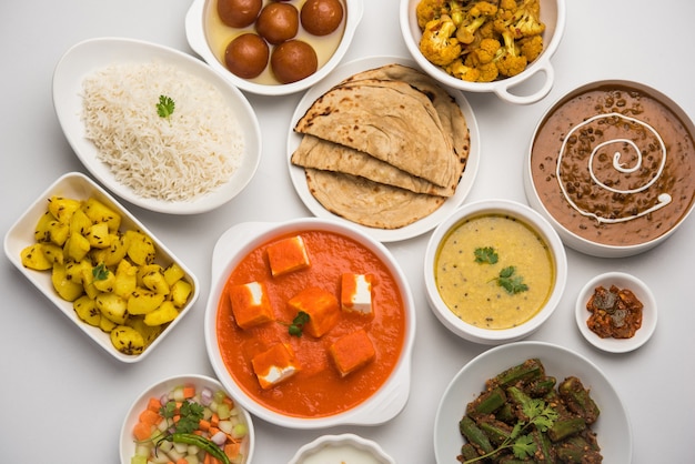 Assorted Indian food in group