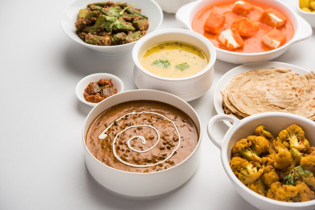 Assorted Indian food in group