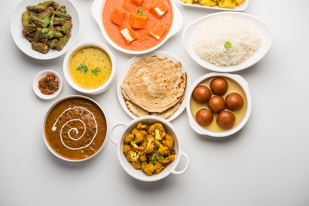 Assorted Indian food in group