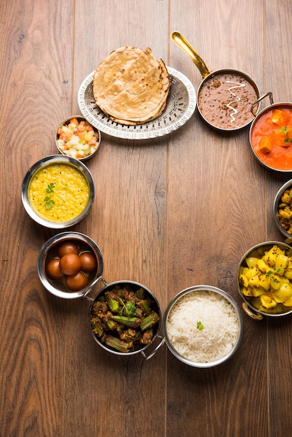 Assorted Indian food in group