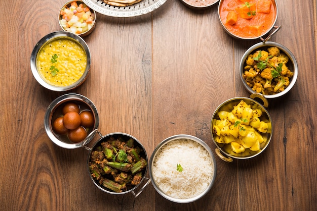 Assorted Indian food in group