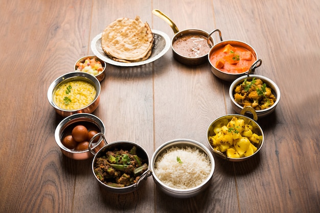 Assorted Indian food in group