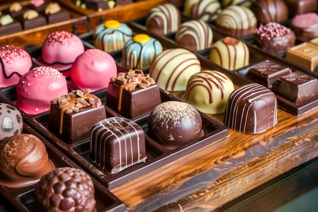 Assorted Luxury Chocolates in Elegant Display Artisanal Handmade Confections Gourmet Chocolate