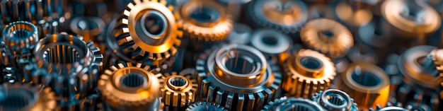 Photo assorted mechanical gears and cogs closeup stock image