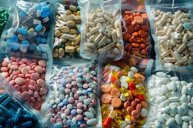 Assorted Medications Packed in Transparent Bags