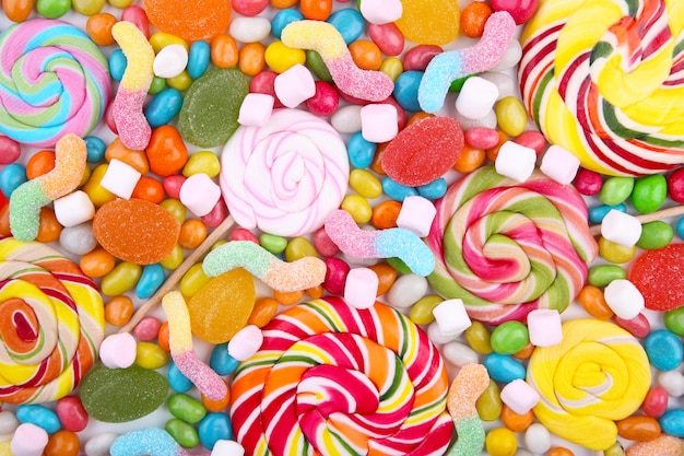 Assorted mix of various candies and jellies