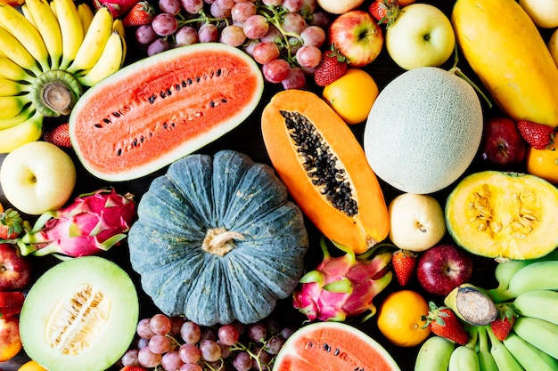 Assorted and mixed fruits