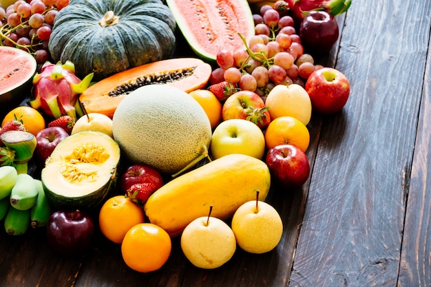 Assorted and mixed fruits