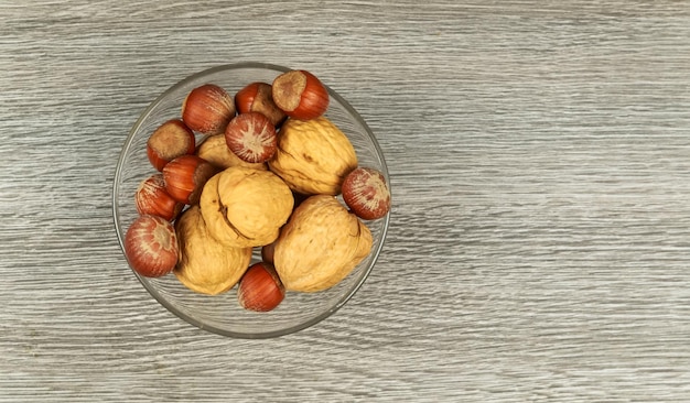 Assorted mixed nuts on white background almond hazelnut walnut