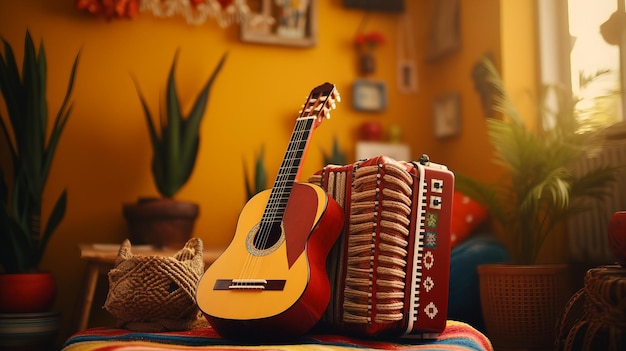 Assorted Musical Instruments Arranged on a Table Hispanic Heritage Month