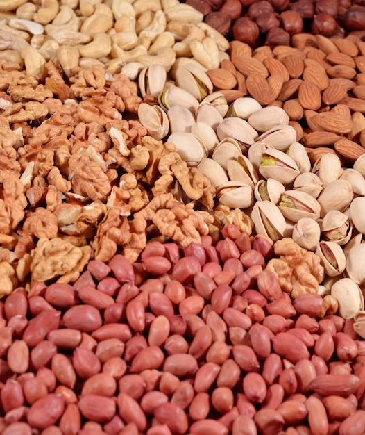 Assorted nuts as background texture