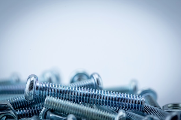 Photo assorted nuts and bolts closeup