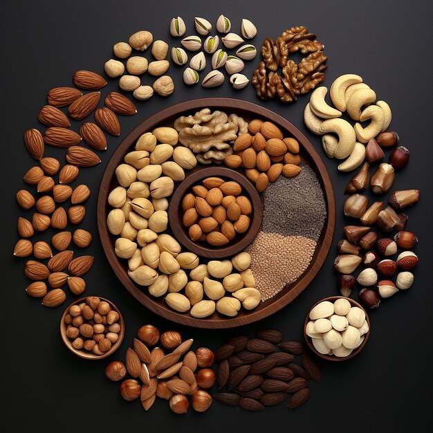 Assorted Nuts Collection Top View