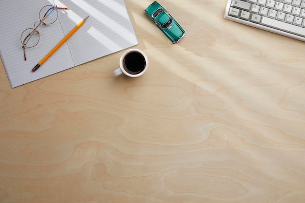 Assorted office supplies on the desk