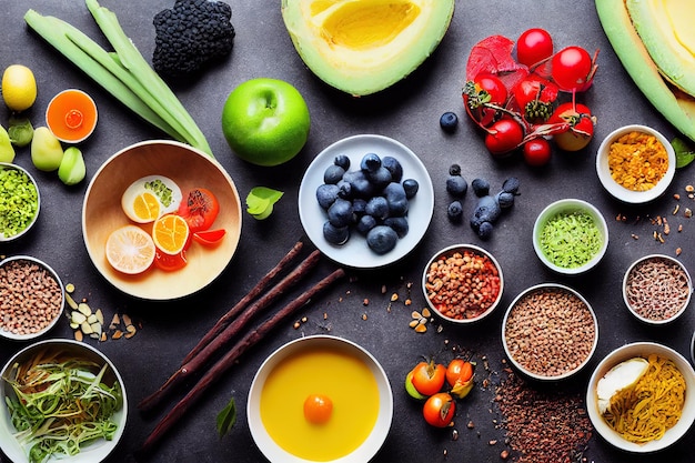 Assorted organic food products on the table