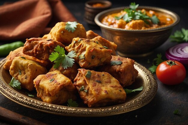 Photo assorted paneer veg pakoras