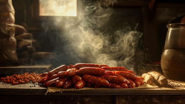 Assorted Sausages Displayed A Variety of Delicious Options