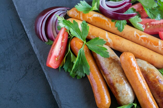 Assorted savory fried sausages