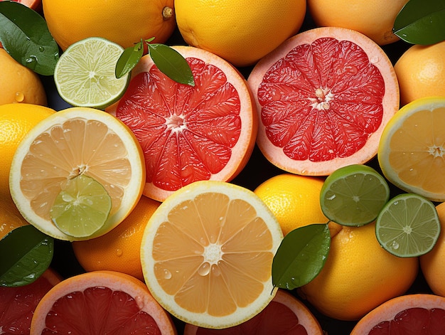 Assorted sliced citrus fruits texture pattern Generative AI