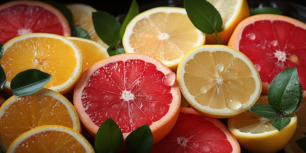 Assorted sliced citrus fruits texture pattern Generative AI