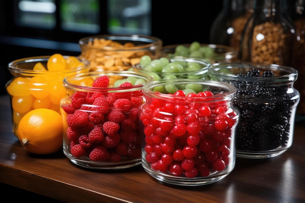 разнообразные кислые фрукты по типам на кухонном столе профессиональная рекламная фотография продуктов питания