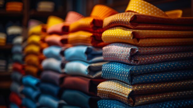 Photo assorted ties arranged on table