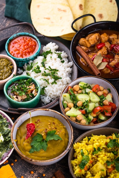 Assorted of traditional indian food