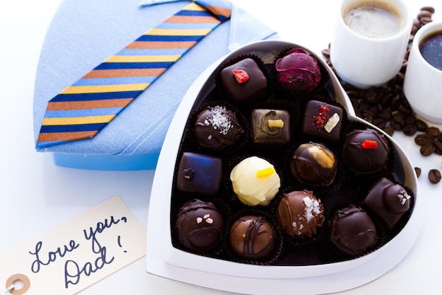 Assorted truffles in gift boxes for Fathers Day.