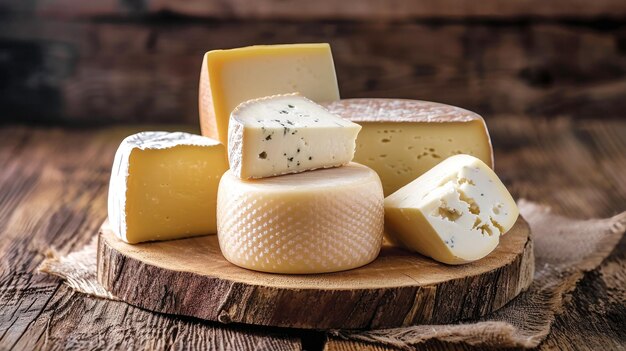 Assorted Types of Cheese on Table