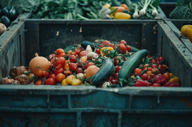 Photo assorted vegetables in bin