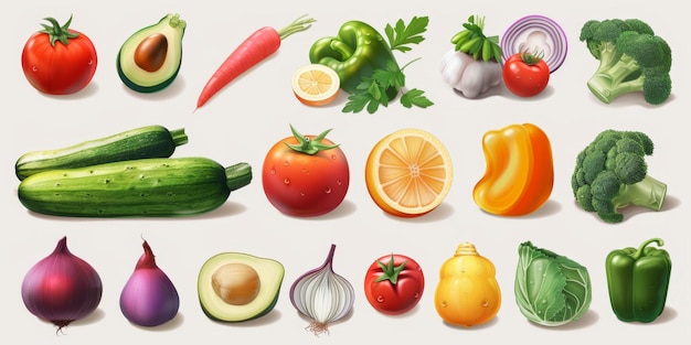 assorted vegetables texture top view generative ai