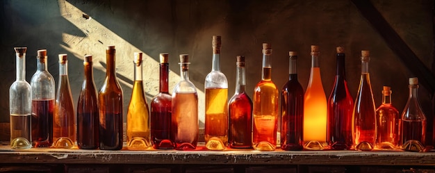 Assorted Wine Bottles Arranged on Table