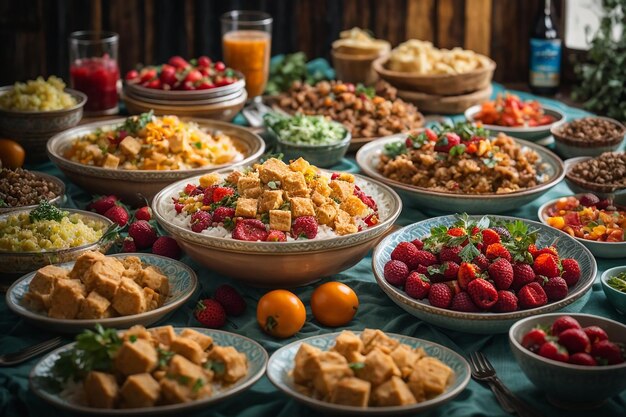 assortiment bevroren voedsel op de tafel