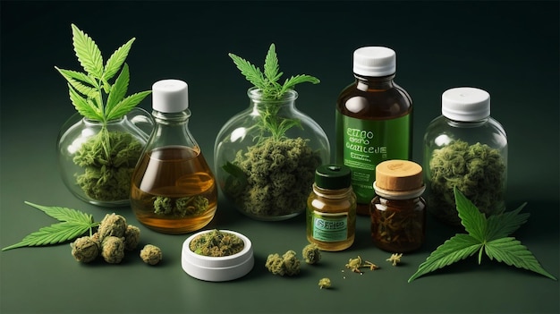 Assortiment biologische cannabisproducten