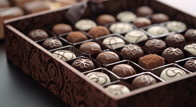 assortiment bonbons in een chocoladedoos in Keith Carter-stijl